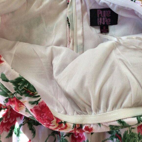 PURE Hype dress liberty floral prints pink white strapless dress flowers small - Picture 3 of 8